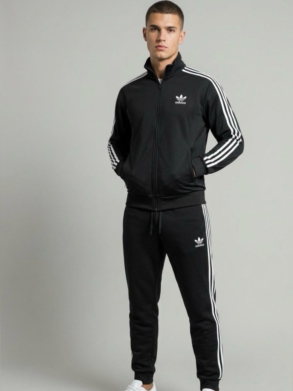 Vintage Adidas Men’s Black 3-Stripes Jogger Sweatpants